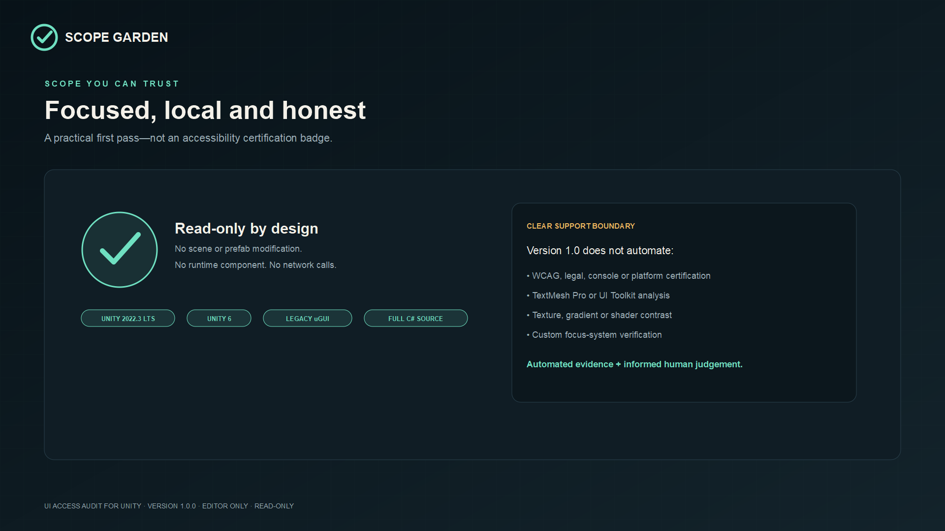 UI Access Audit supported scope and limitations